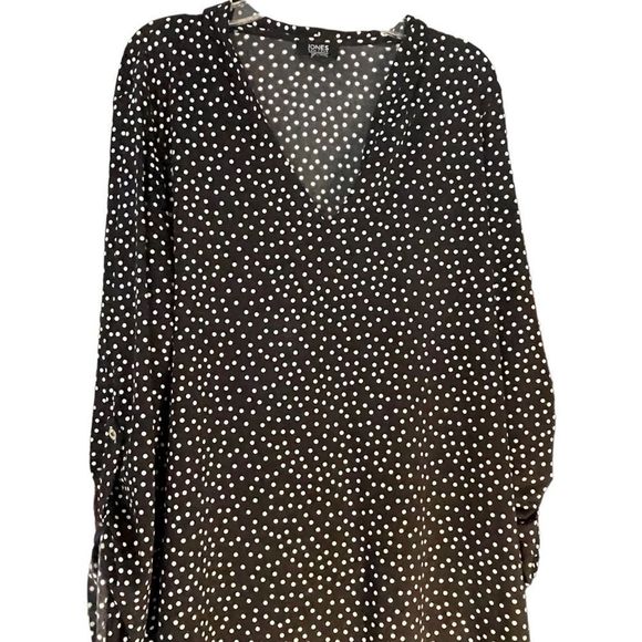 Jones NY Black Polka Dot Blouse - Size L - Picture 1 of 10